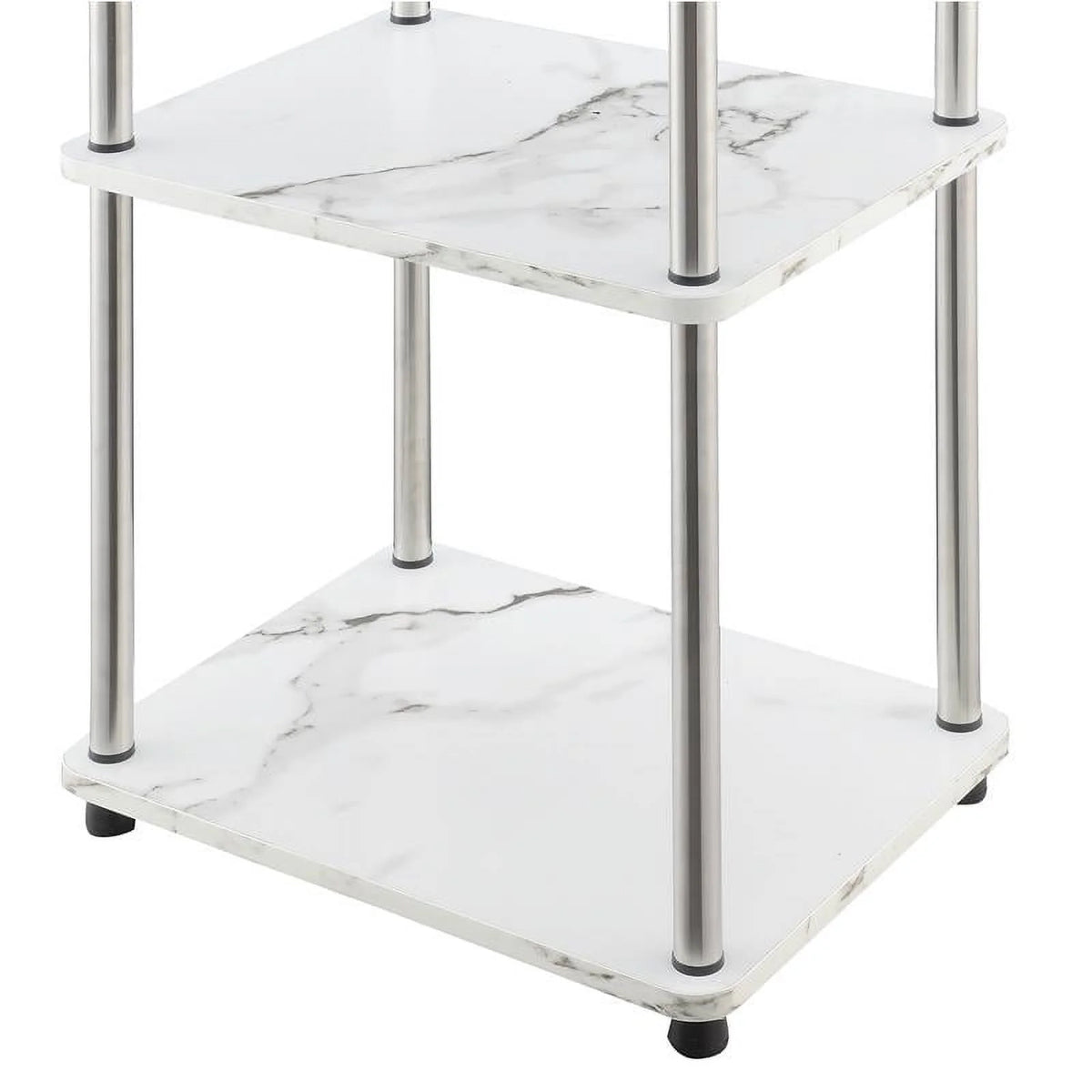 White Faux Marble Three-Tier End Table Set of 2 B19957