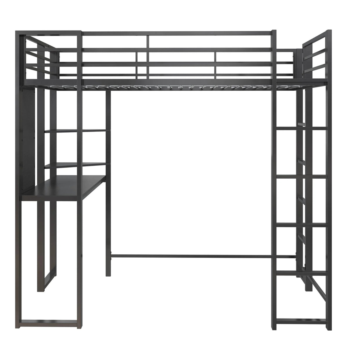 Twin Size Black Metal Loft Bed Y71972