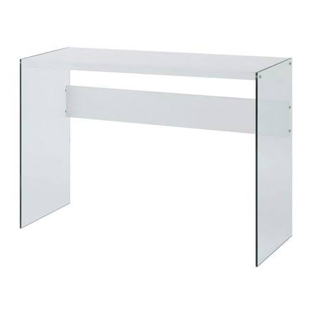 White Rectangle Console Table with Glass Sides O21407