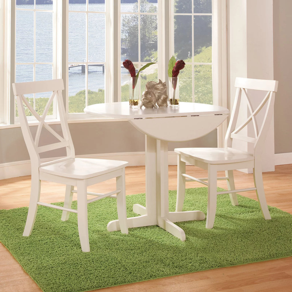 42" Dual Drop Leaf Table and 2 Chairs Pecan 3 Piece Set U476328