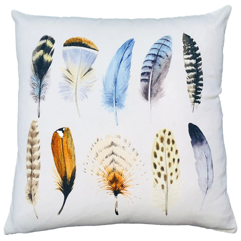 White Multicolor Cotton Throw Pillow I2311