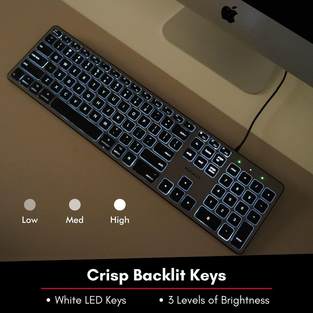 Space Gray Backlit Wired Mac Keyboard with 107 Keys A27085