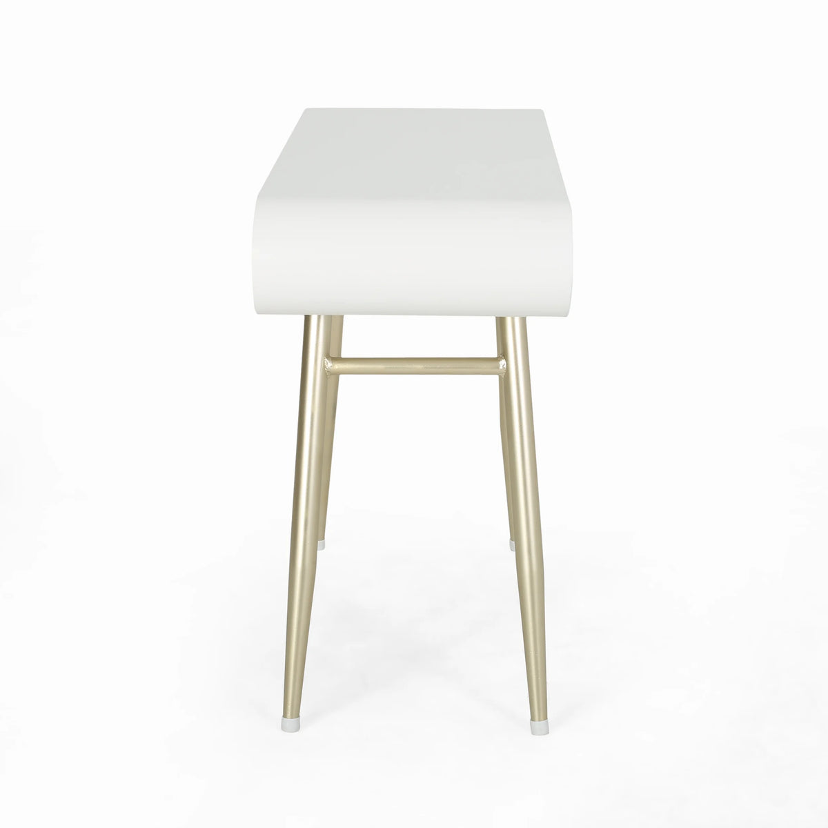 White and Champagne Gold Faux Wood Vanity Table V53637