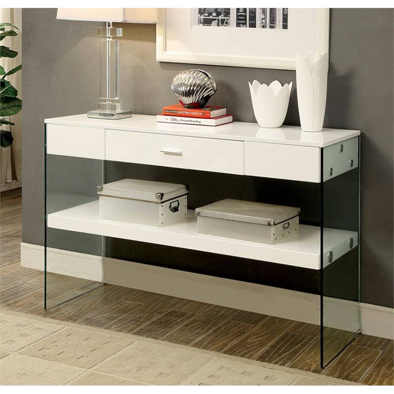 White Storage Console Table Q6421