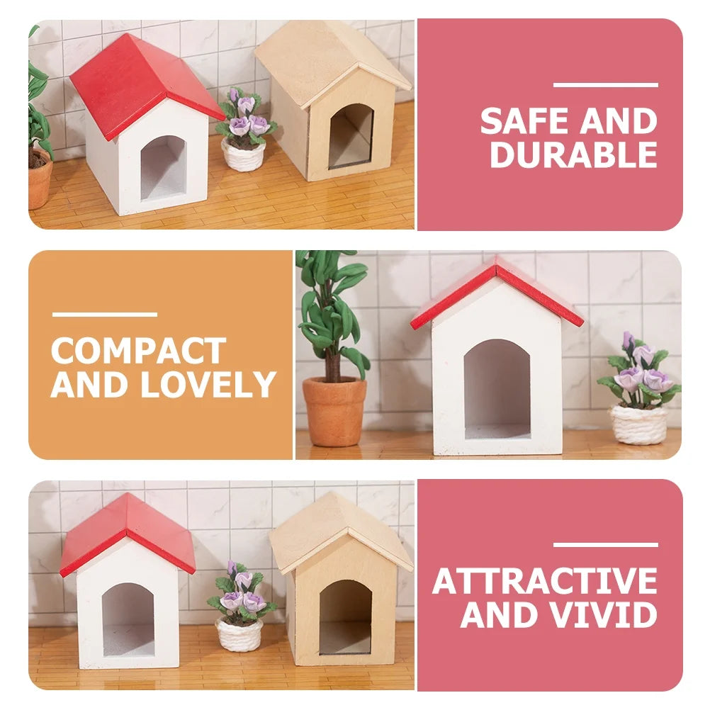Wooden Hut Cage Model House Furniture Accessory P73307