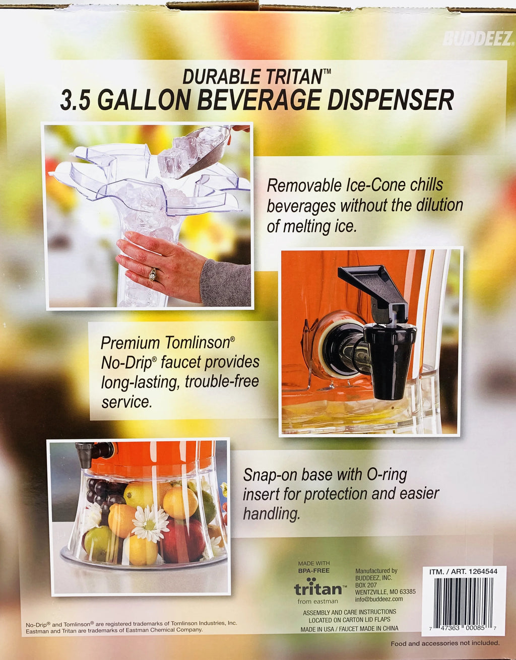 3.5 Gallon Beverage Dispenser with Removable Ice-Cone V8123
