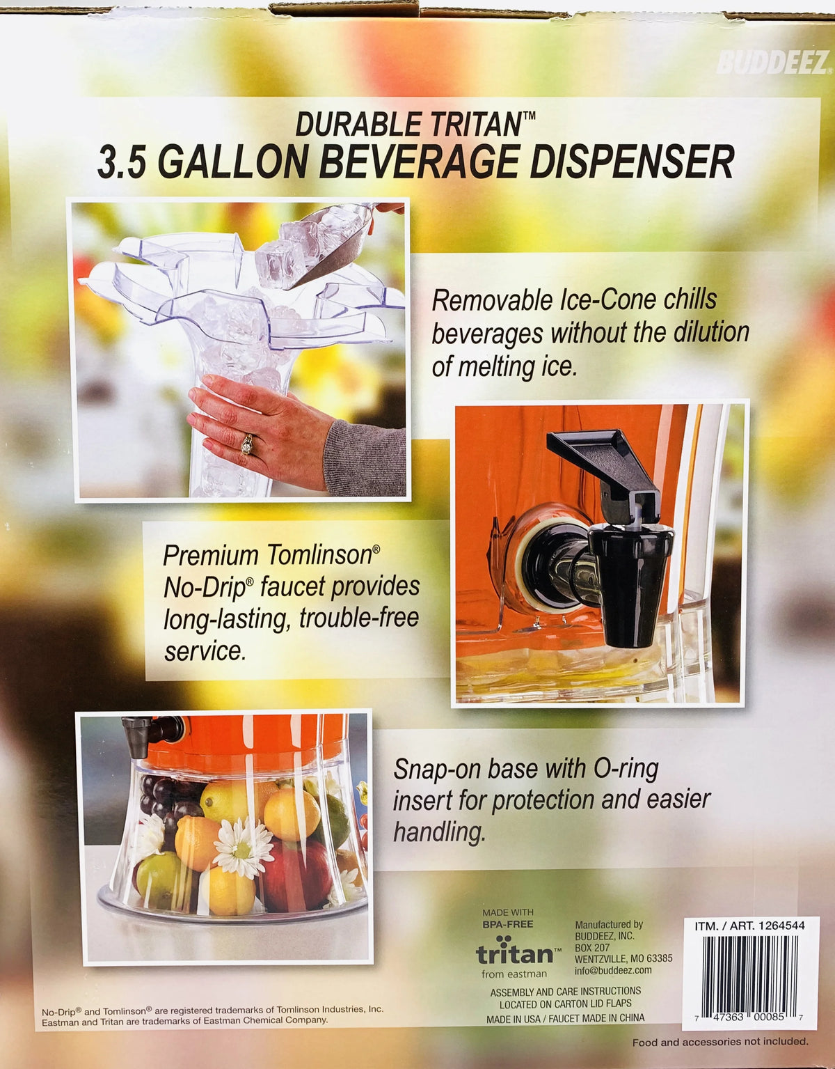 3.5 Gallon Beverage Dispenser with Removable Ice-Cone V8123