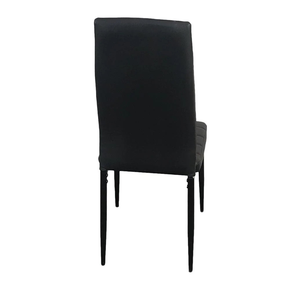 6 Pc High Back PU Leather Dining Chairs Black E2037