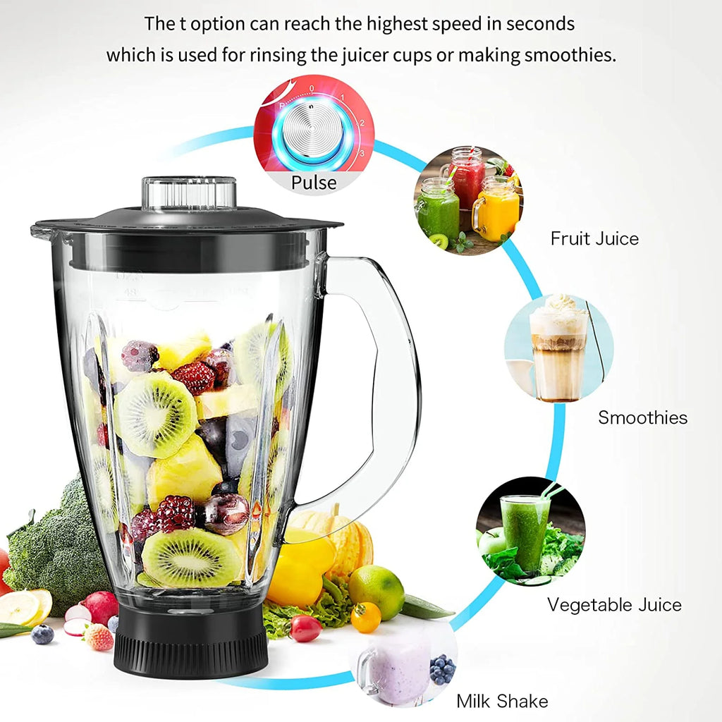 9 IN 1 Stand Mixer 850W Tilt-Head Electric Mixer with 7.5 QT Stainless Steel Bowl, Meat Grinder, Juice Blender with 1.5L Glass Jar - Blue W499439