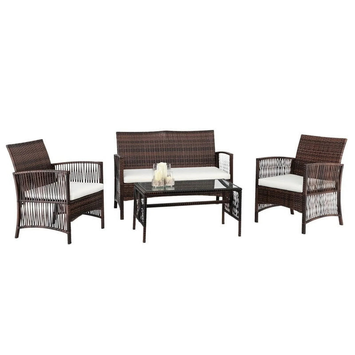 4-Piece Outdoor Patio Furniture Set Brown W7140