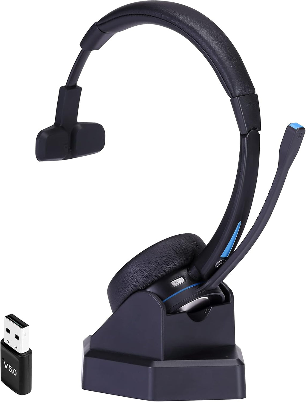 Wireless Bluetooth Headset with Noise Canceling Microphone, HD Speakers and Separate Charging Base, Pack of 2 S13110