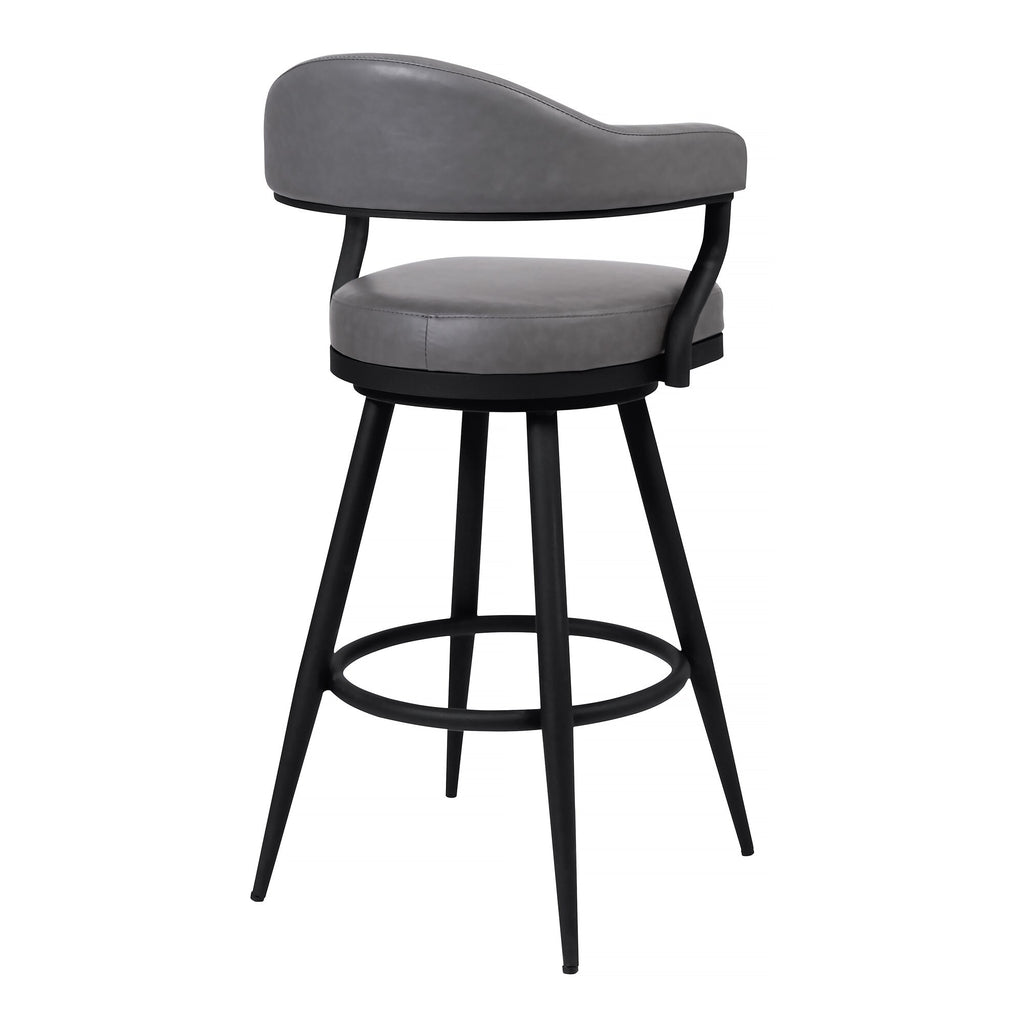 26 Inch Swivel Counter Stool Armchair, Camel, Faux Leather M24233