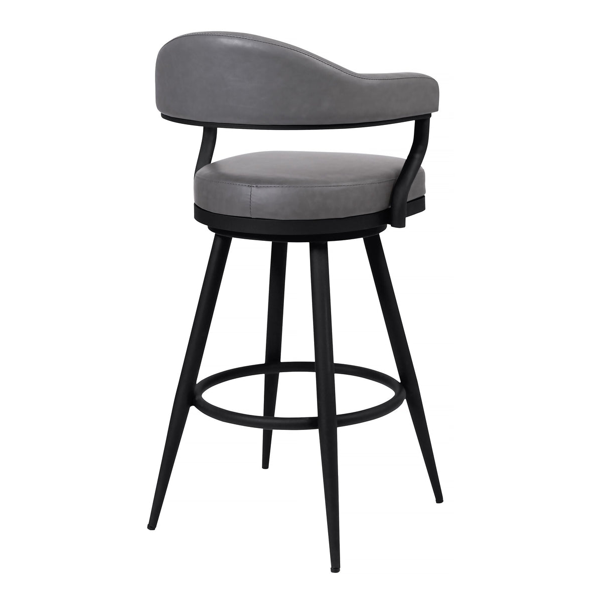 26 Inch Swivel Counter Stool Armchair, Camel, Faux Leather M24233