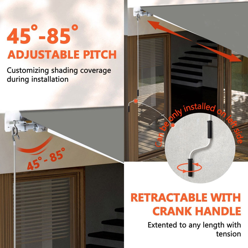 Beige Retractable Patio Awning Sun Shade Cover J92052
