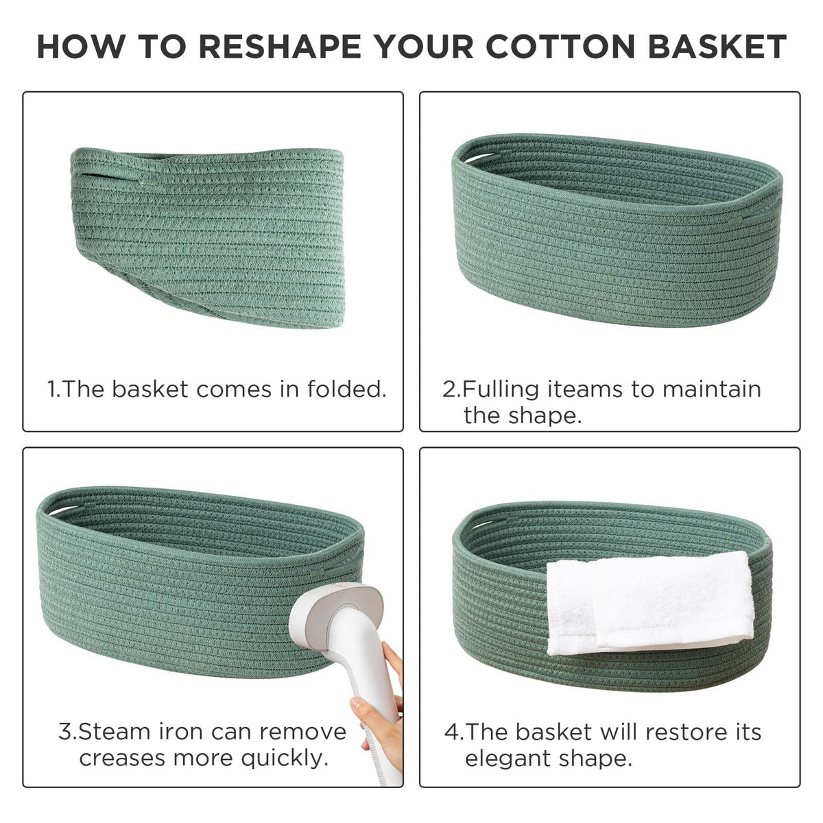 Cotton Rope Storage Baskets with Handles Set of 3 U608372