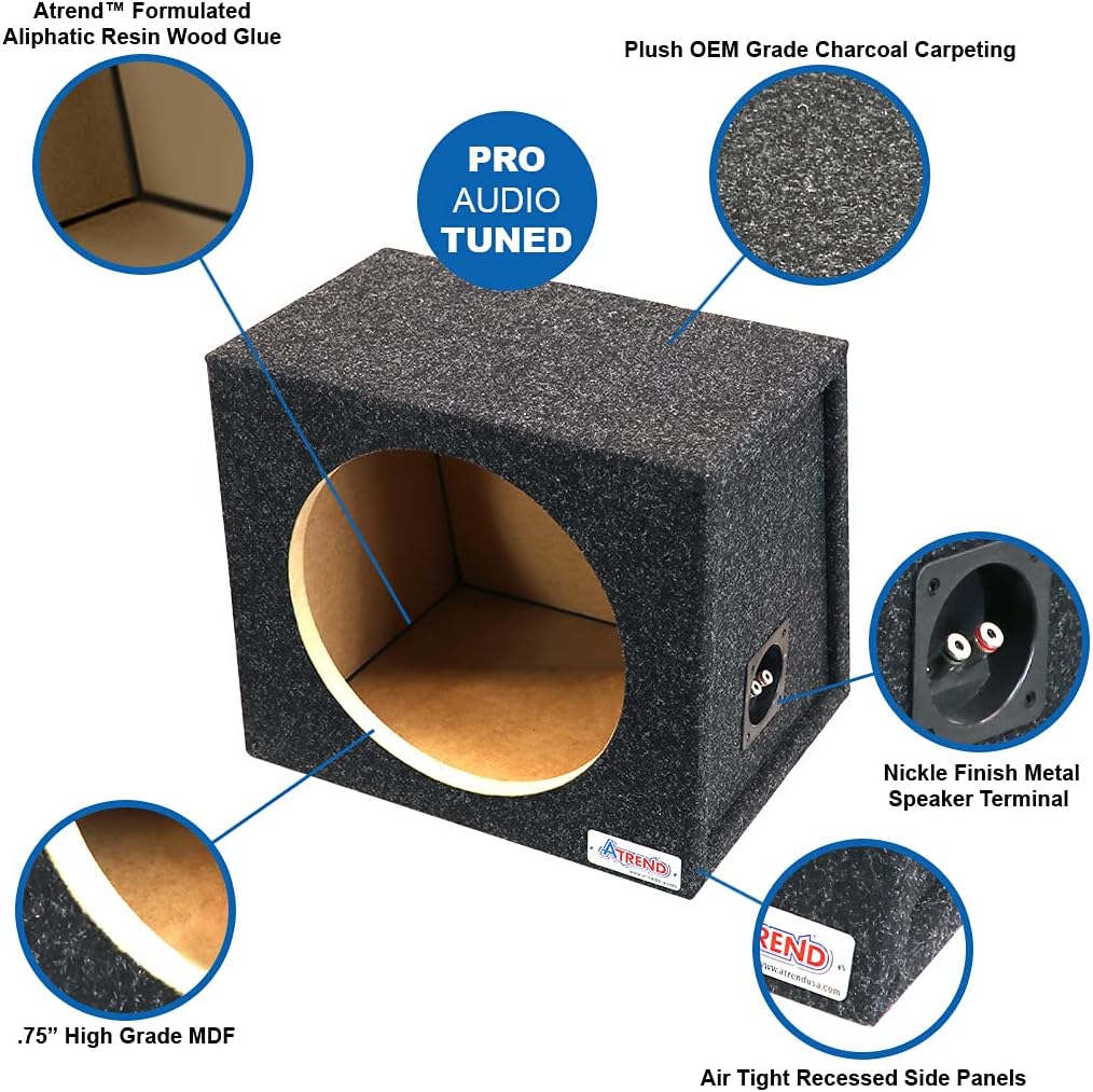 12" Single Sealed Subwoofer Enclosure, Pack of 2 V9529