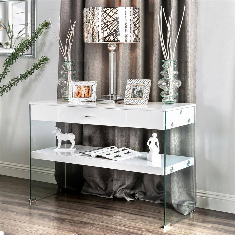 White Storage Console Table Q6421
