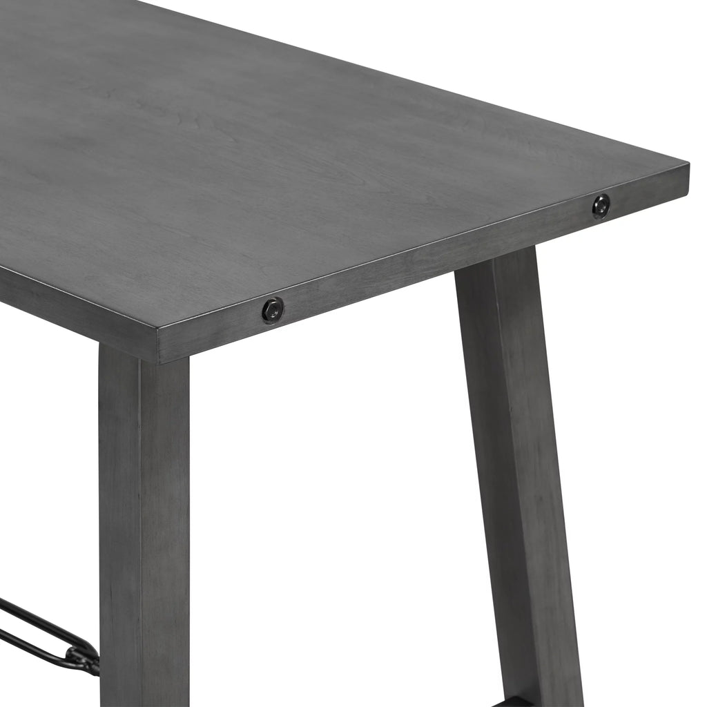 Counter Height Dining Table Solid Wood & Metal Gray F779941