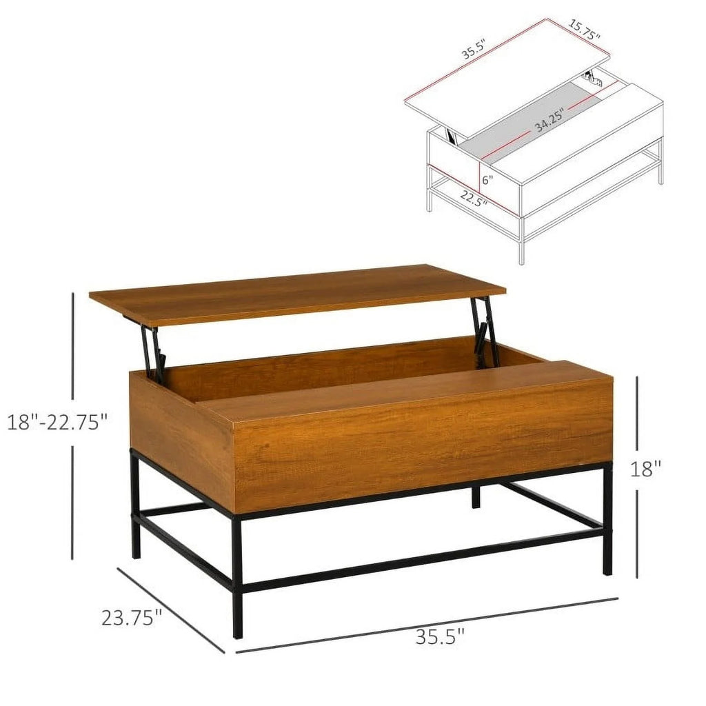 Brown Lift Top Coffee Table with Hidden Storage N2821