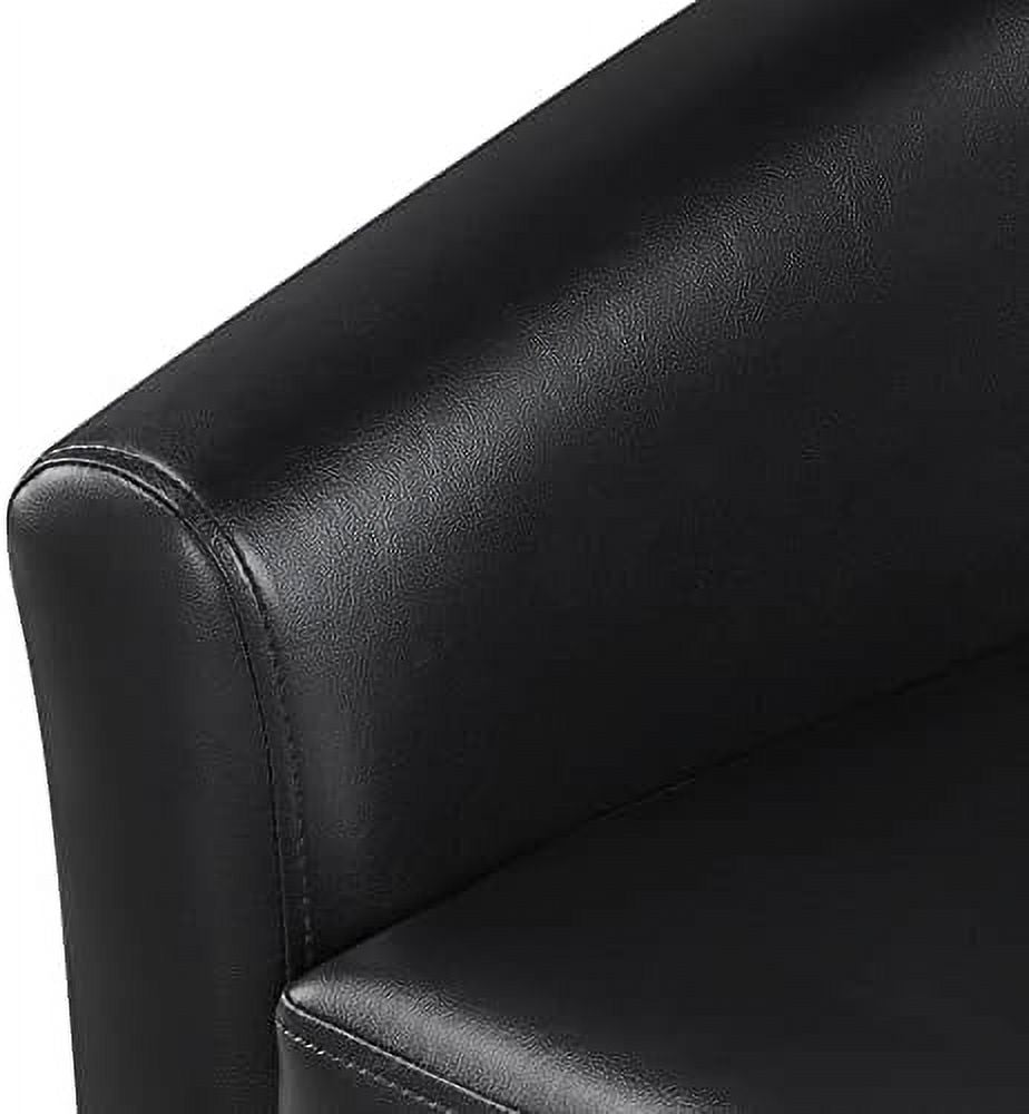 Bla PU Leather Barrel Accent Chair with Ottoman Set of 2 N1685