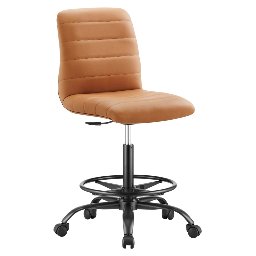 Black Tan Vegan Leather Drafting Chair H4179