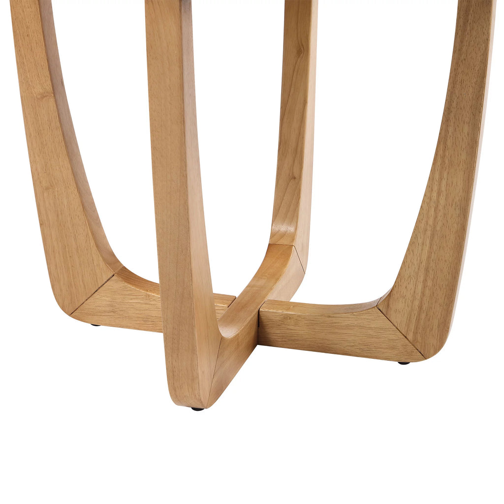 Rattan & Glass Side Table with Solid Wood Frame J5522