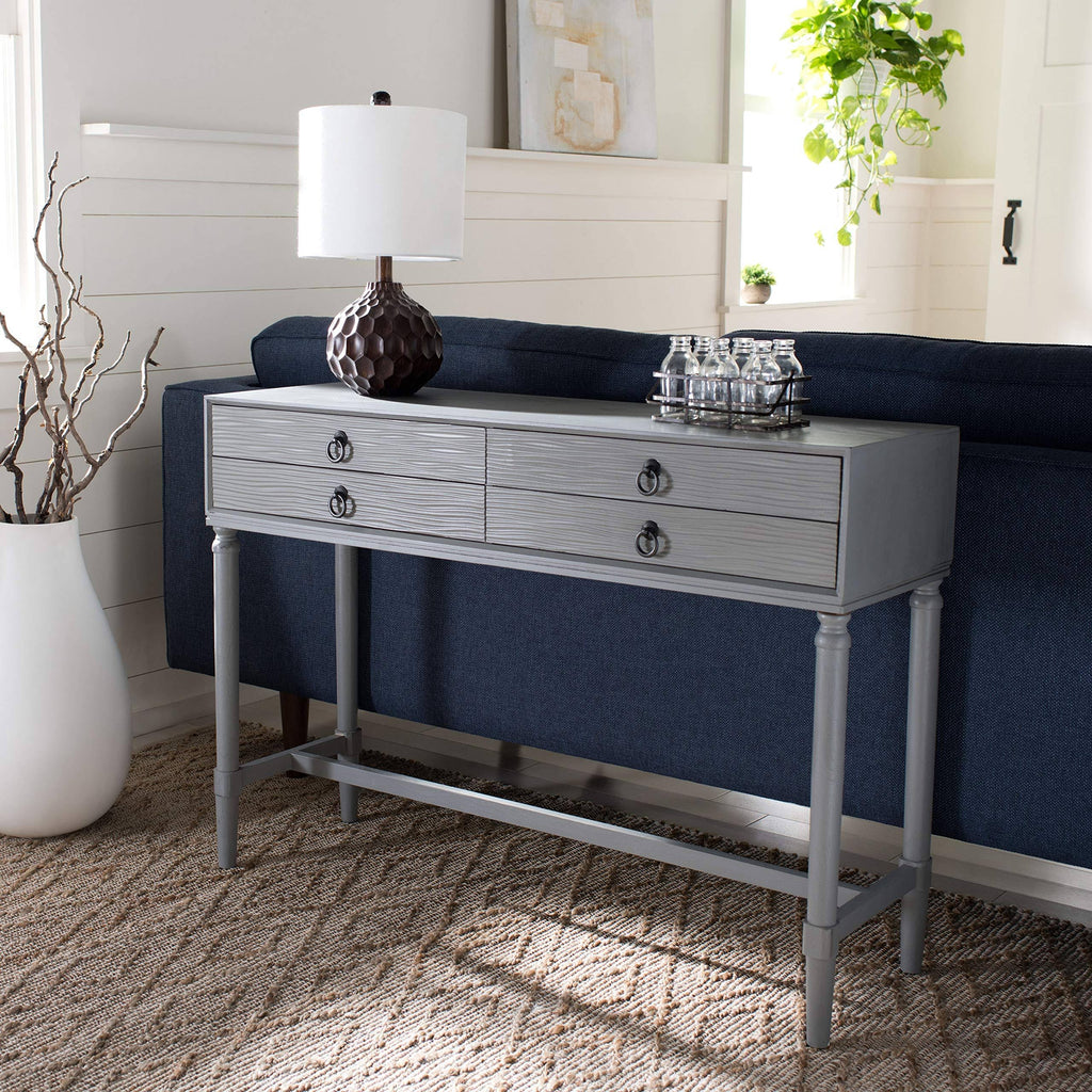 4 Drawer Console Table Distressed Grey Z963295