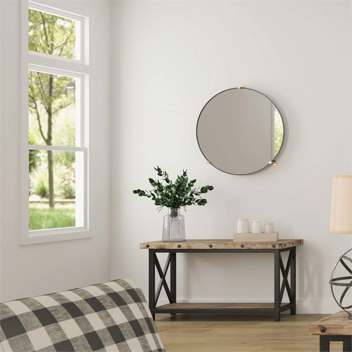 Brown Sofa Table with Metal Frame Y421802