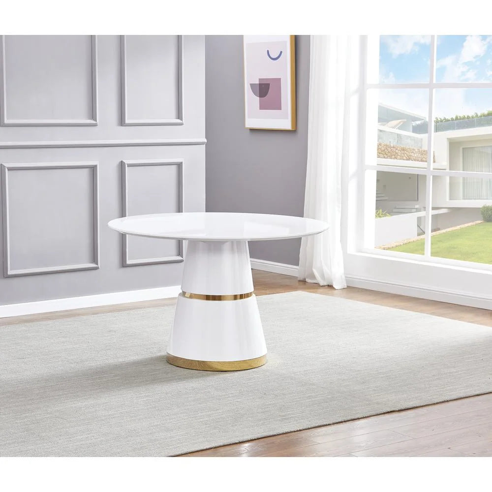 White Gold Round Wood Dining Table G387071