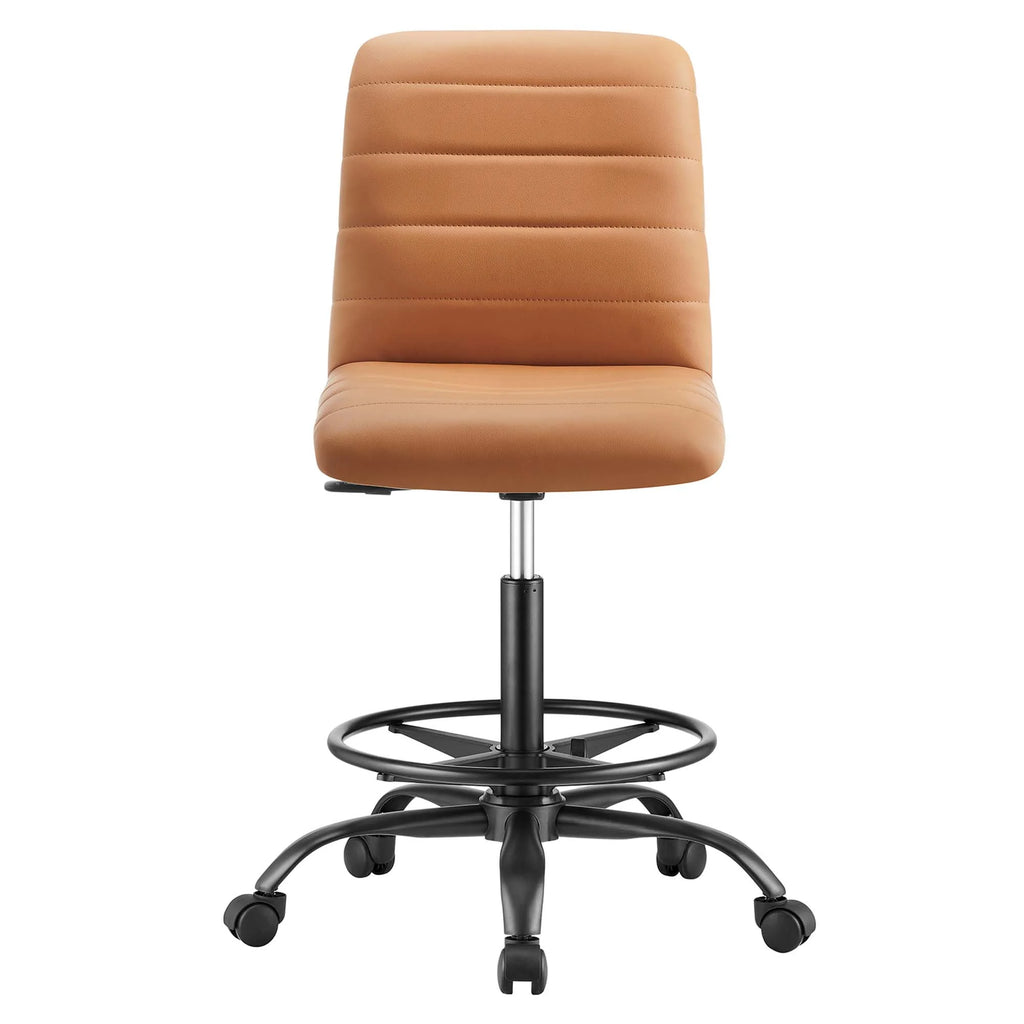 Black Tan Vegan Leather Drafting Chair H4179