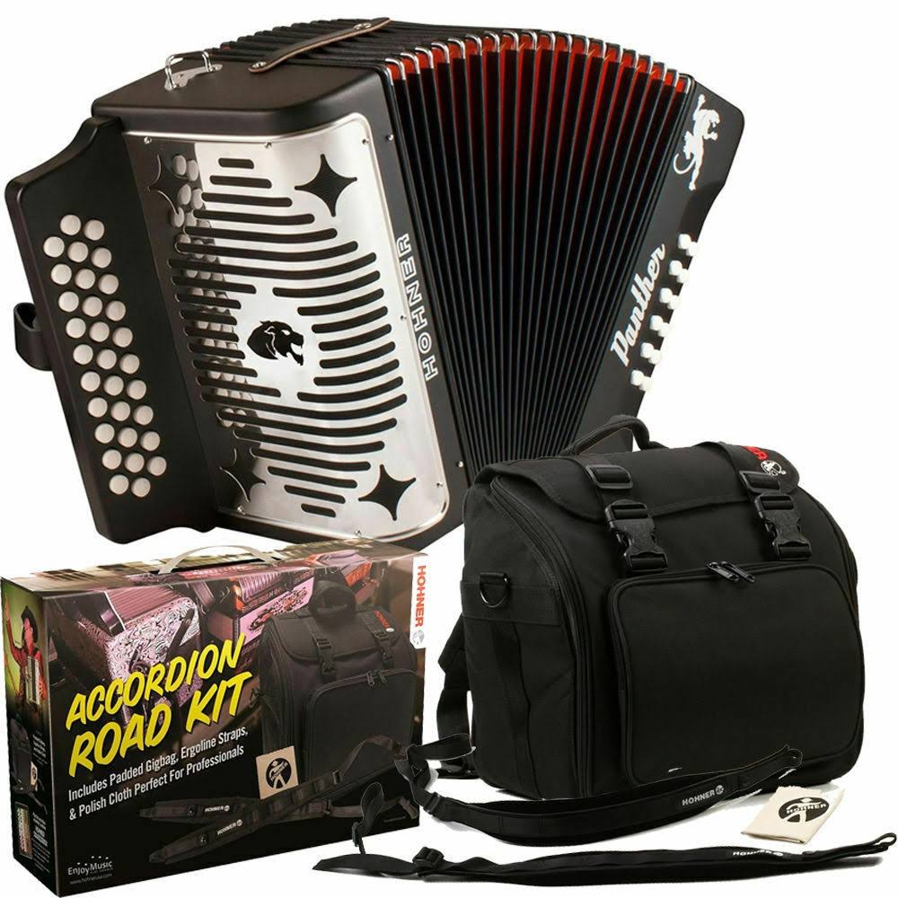 Black Diatonic Button Accordion with Gig Bag B187289