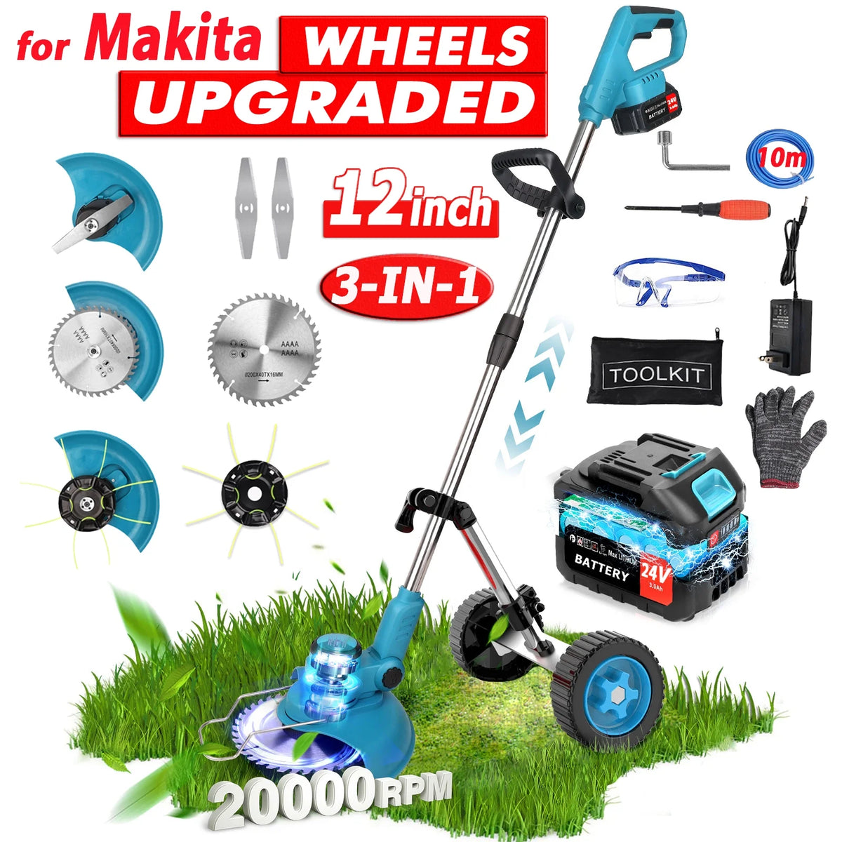 Cordless Electric String Trimmer & Edger 3 in 1 J339