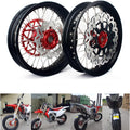 17" Supermoto Wheel Set with Brake Rotors and Rear Sprocket U1612