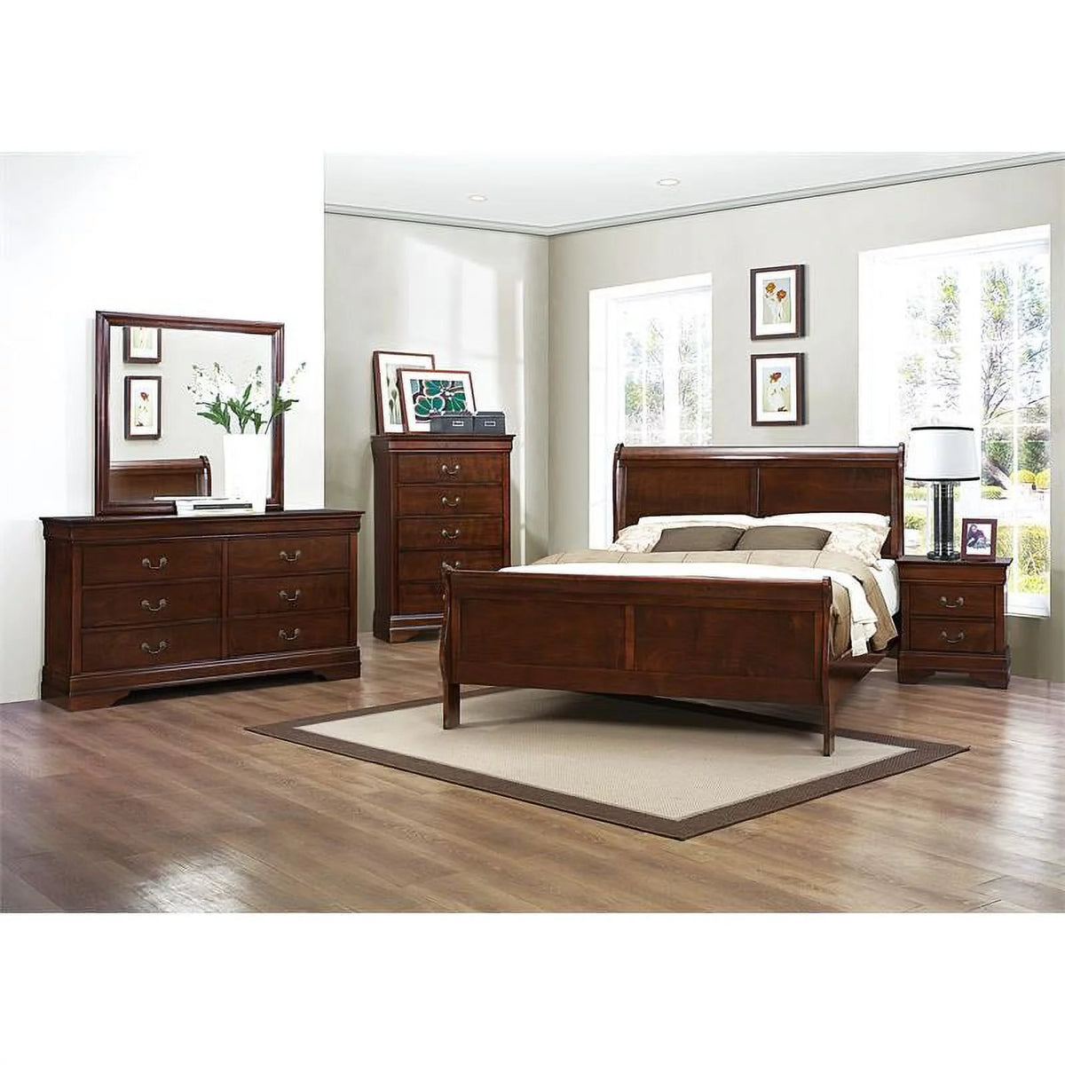 Eastern King Wood Sleigh Bed A1760
