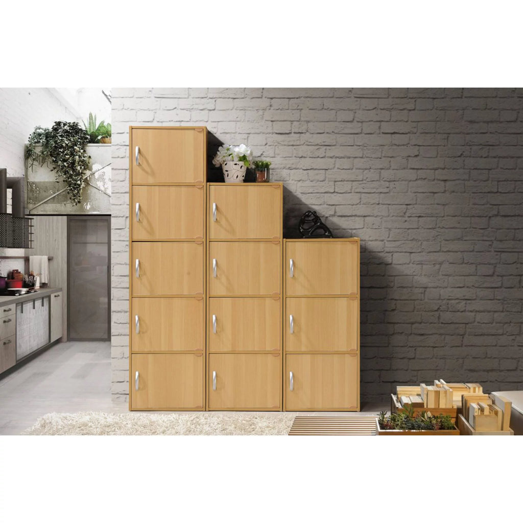 35.5" Beech Beige Bookcase with Shelves and Doors Z5037