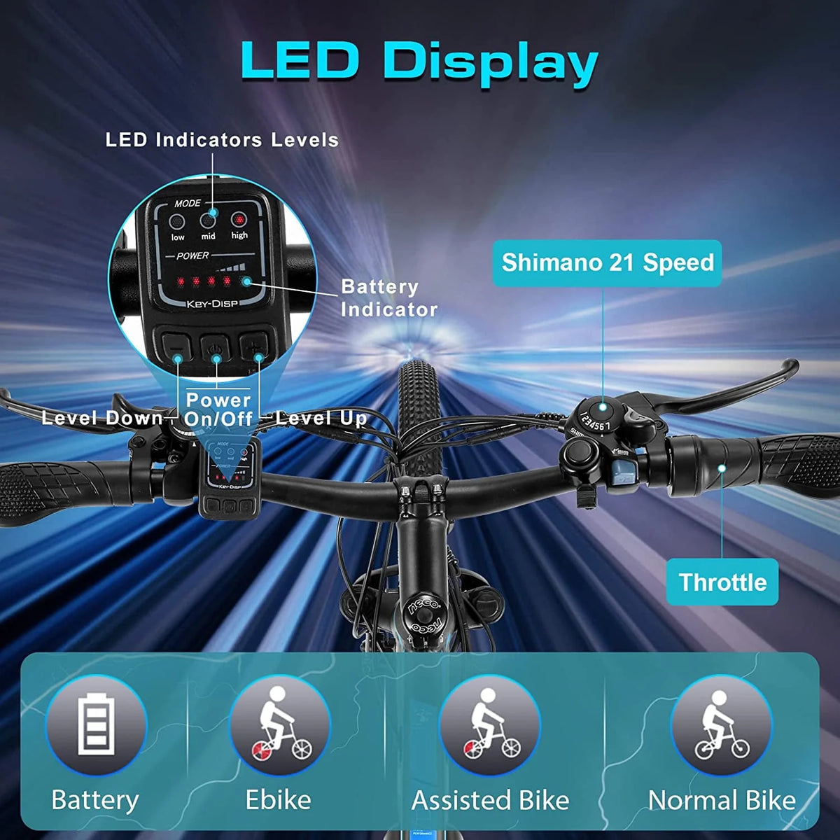 Electric Mountain Bike 500W 21 Speed U110