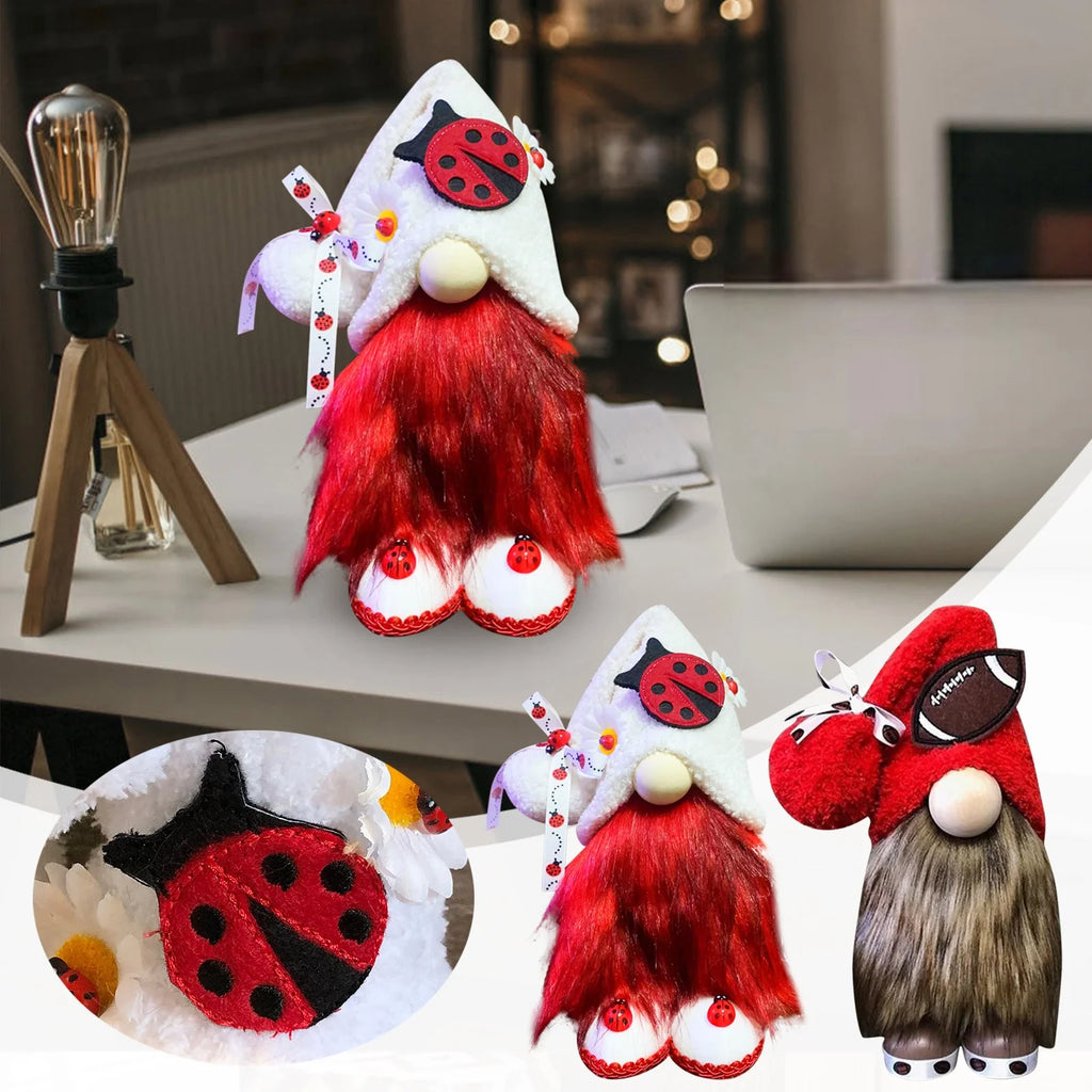 Ladybugs Daisy Gnome Holiday Ornament Doll Decorations H2030
