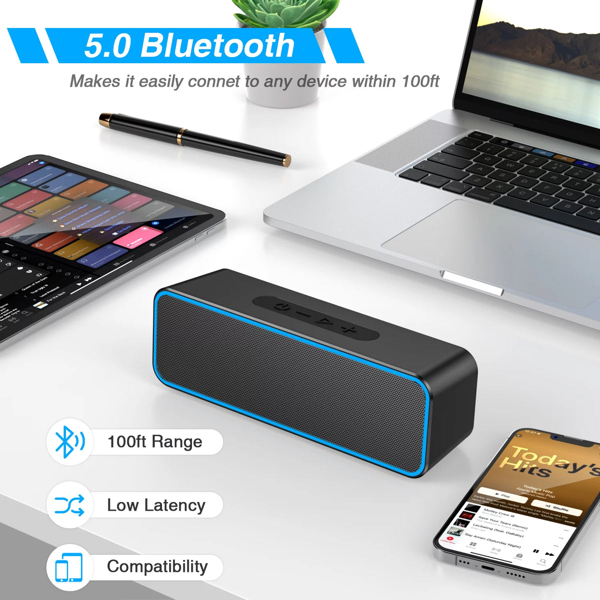 Portable Bluetooth Speaker with Loud Stereo Sound C51758
