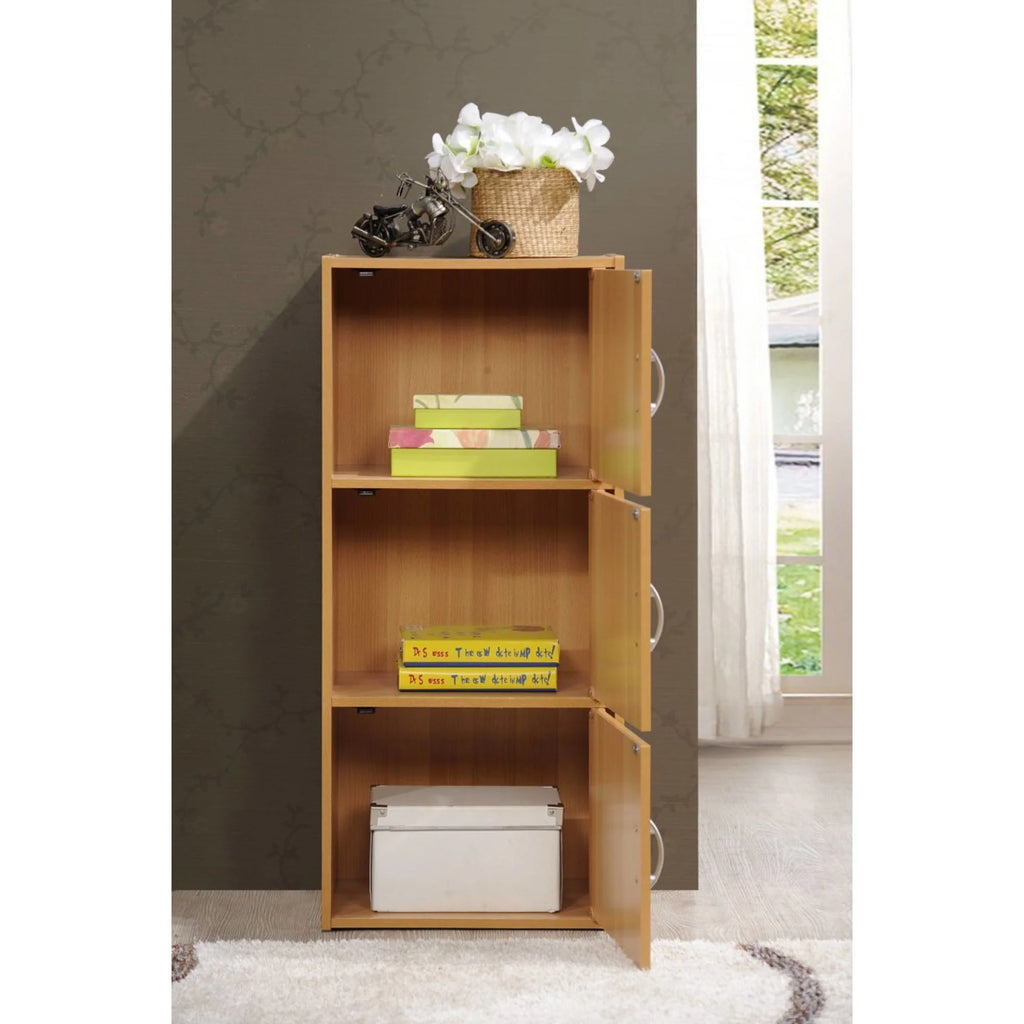 35.5" Beech Beige Bookcase with Shelves and Doors Z5037