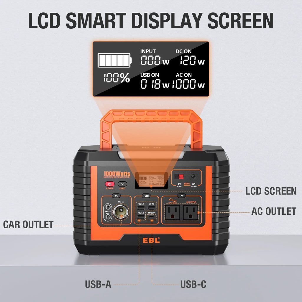 Portable Power Station 1000W 999Wh Y826