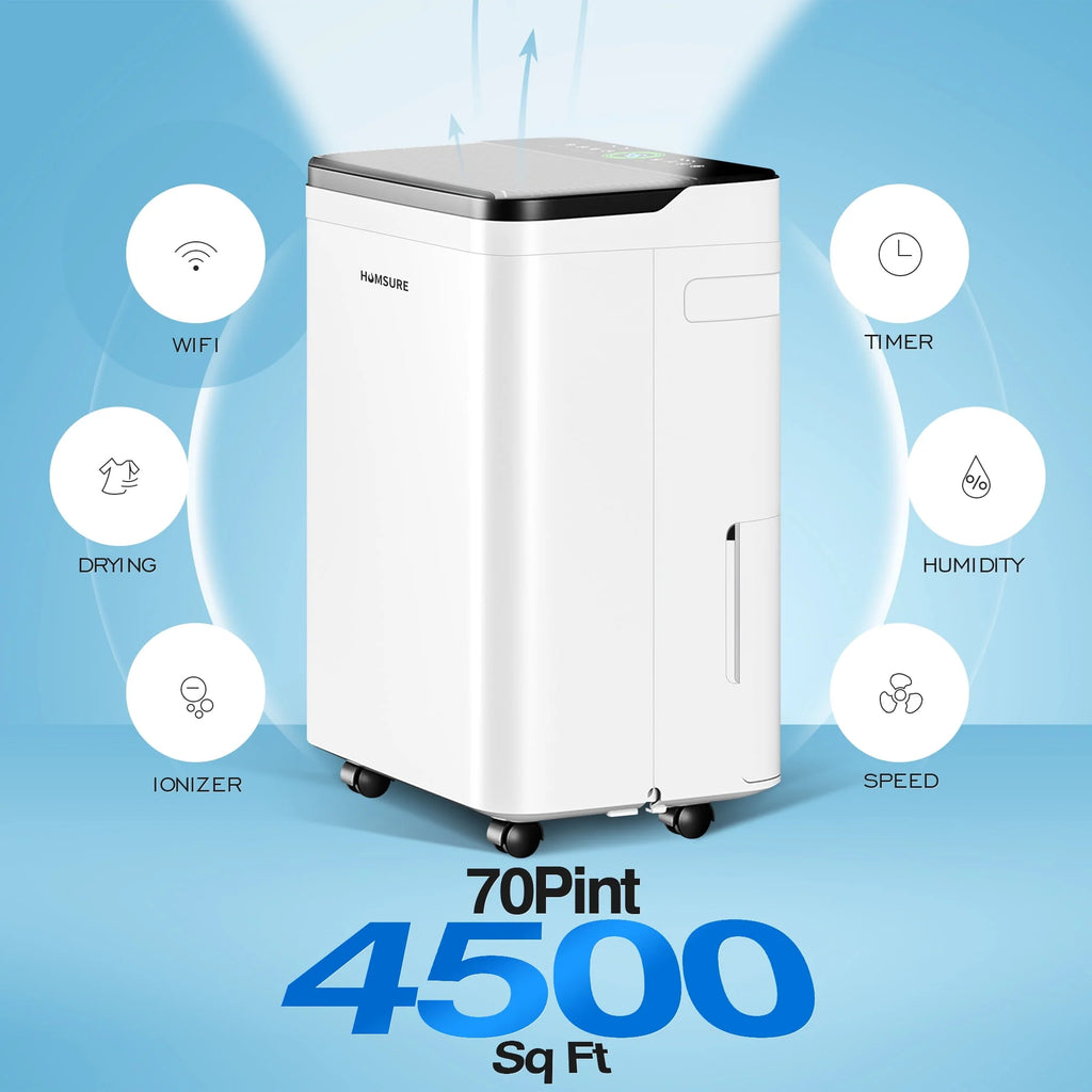 Wifi Dehumidifier 70 Pint 4500 Sq. Ft. White C64796