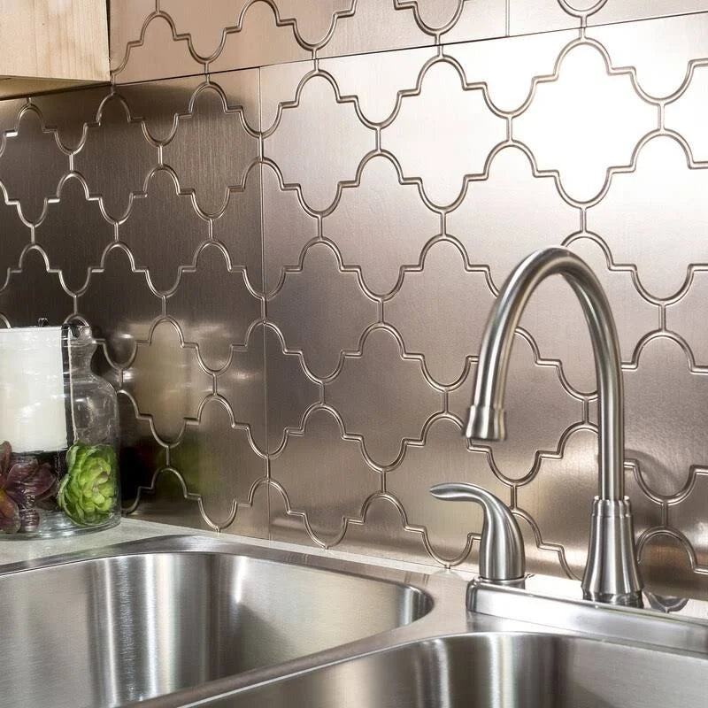 18in x 24in Brushed Nickel Backsplash Panel (5 Pack) I118281