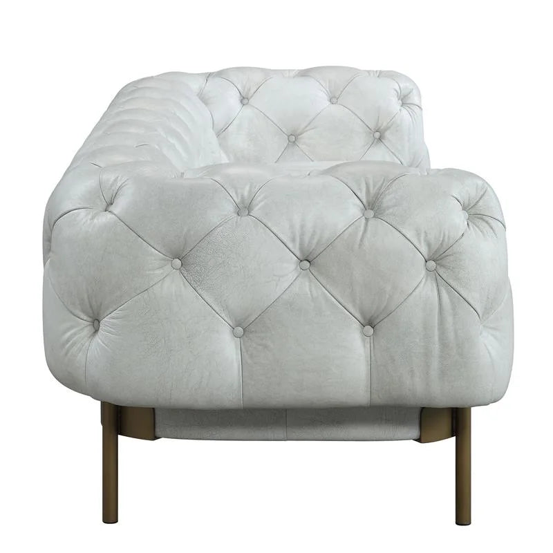 Vintage White Top Grain Leather Sofa B103