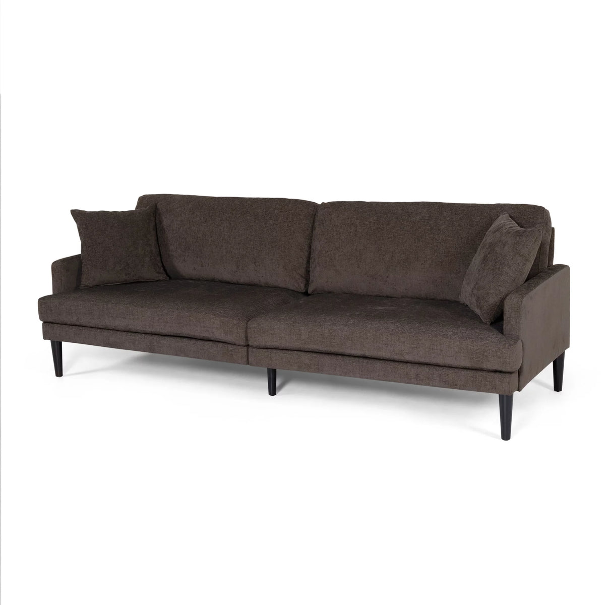 Brown 3 Seater Fabric Sofa with Accent Pillows E337