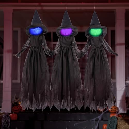 3pcs Halloween Hanging Ghost Decor with Broomstick H465