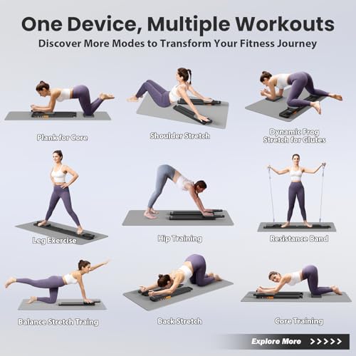 Pilates Reformer Machine with Resistance Bands and Balance Board Y224