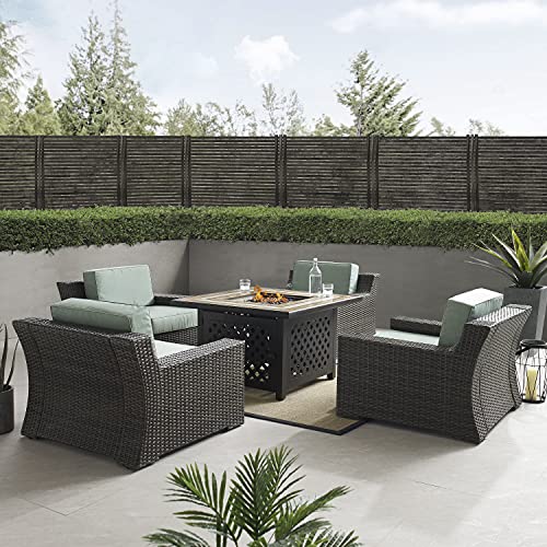 5-Piece Wicker Outdoor Chair Patio Furniture Set with Fire Pit Table K9962