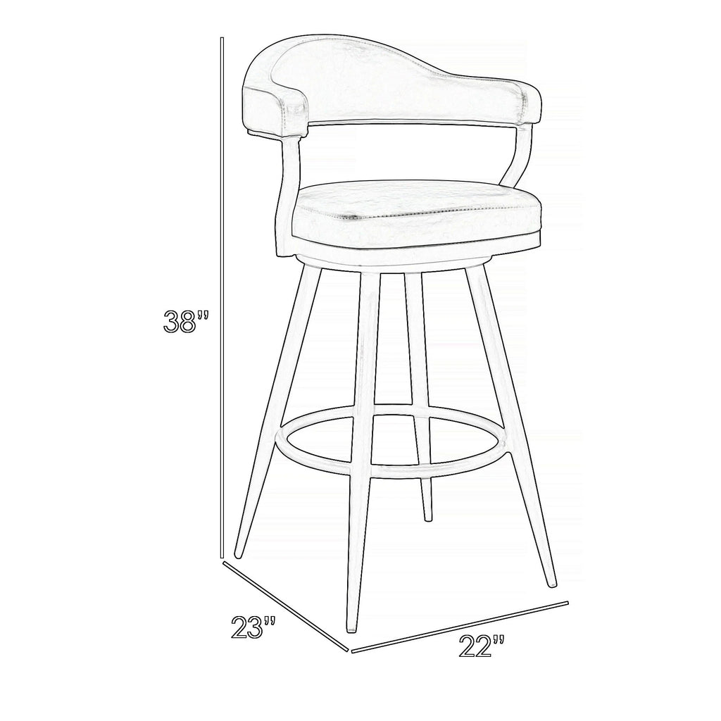 26 Inch Swivel Counter Stool Armchair, Camel, Faux Leather M24233