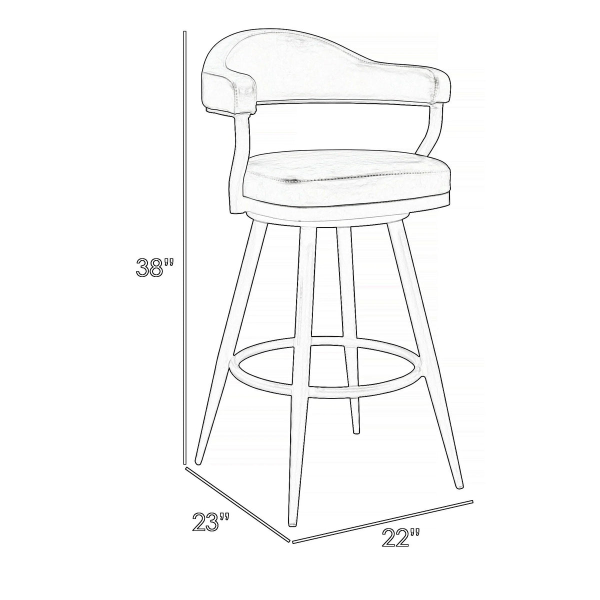 26 Inch Swivel Counter Stool Armchair, Camel, Faux Leather M24233