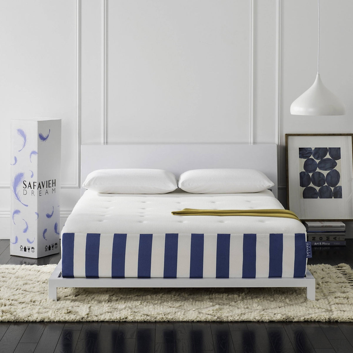 King Mattress White Blue K819022